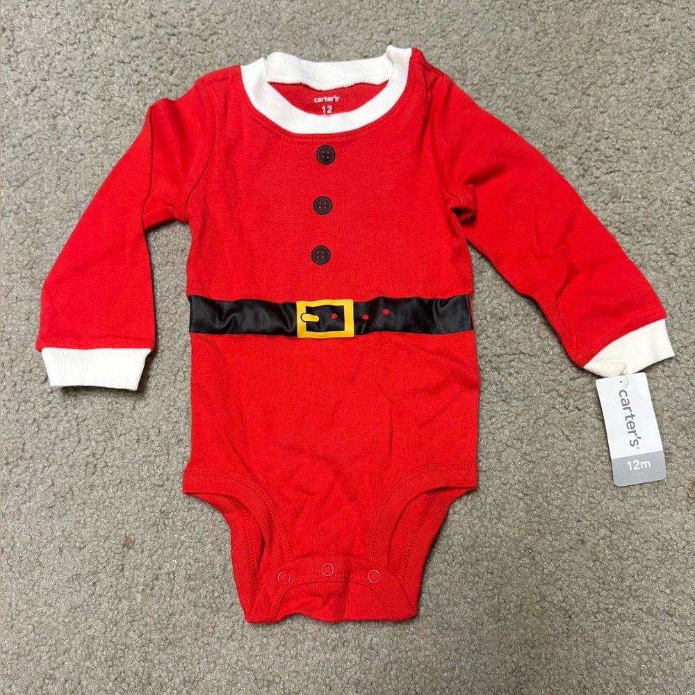NWT Carter’s 12 Month Santa suit looking baby long sleeve onsie